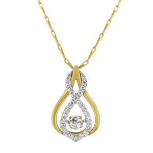 14K Two Tone Gold 0.45 carat Dancing Diamond Necklace