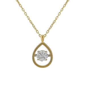 14K Yellow Gold 0.31 carat Fusion Dancing Diamonds Pear Shape Necklace