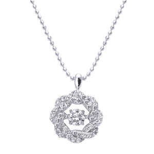 14K White Gold 0.40 carat Dancing Diamond Braid Shape Necklace