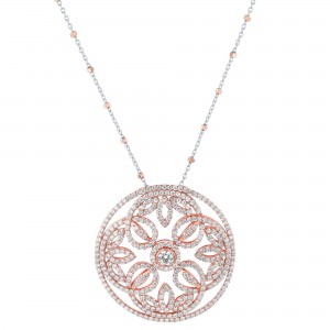 14K Rose Gold 2.00 carat Diamonds Medallion Pendant