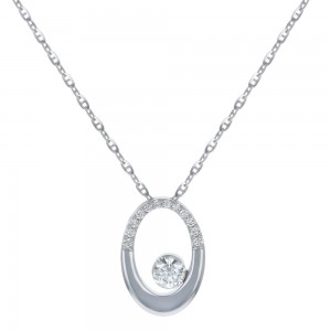 14K White Gold MIRAGIO Oval Shape Diamond Pendant