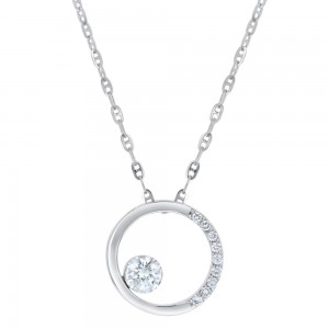14K White Gold MIRAGIO Round Shape Diamond Pendant