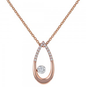 14K Rose Gold MIRAGIO Tear Drop Shape Diamond Pendant