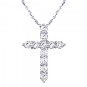 14K White Gold 0.50 carat Diamonds Cross Pendant