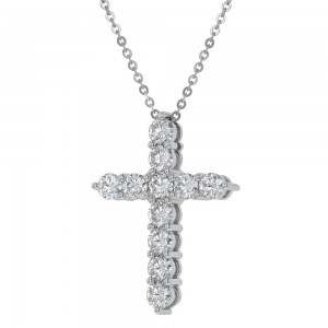 14K White Gold 1.50 carat Diamonds Cross Pendant