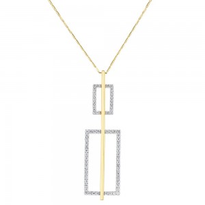 14K Yellow Gold 0.75 carat Diamonds Geometric Rectangles Necklace