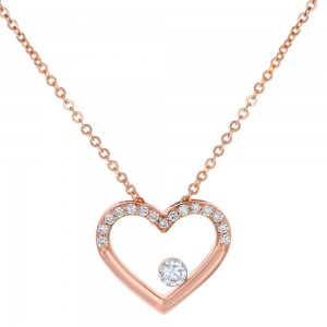 14K Rose Gold MIRAGIO Heart Shape Diamond Pendant
