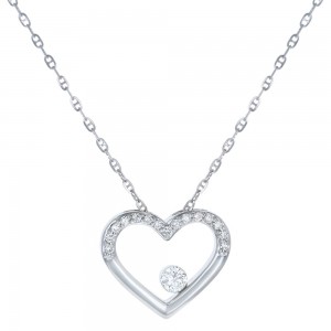14K White Gold MIRAGIO Heart Shape Diamond Pendant