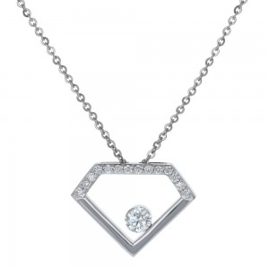 14K White Gold MIRAGIO Diamond Shape Diamond Pendant