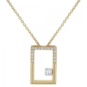 14K Yellow Gold MIRAGIO Rectangle Shape Diamond Pendant