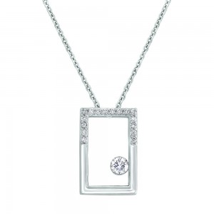 14K White Gold MIRAGIO Rectangle Shape Diamond Pendant