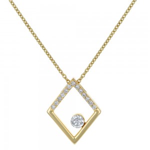 14K Yellow Gold MIRAGIO Rhombus Shape Diamond Pendant