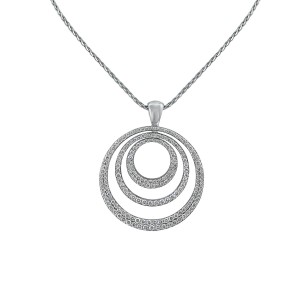 14K White Gold 2.00 carats Diamonds Three Circles Pendant
