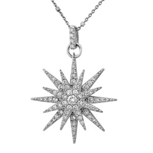 14K White Gold 0.75 carat Diamonds Starburst Pendant