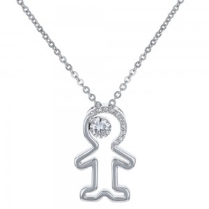 14K White Gold MIRAGIO Boy Shape Diamond Pendant