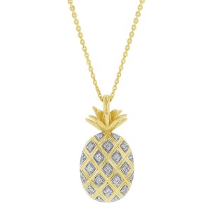 14K Yellow Gold 0.10 carat Diamonds Pineapple Pendant