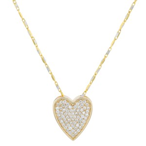 14K Yellow Gold 0.30 carat Pave Diamonds Heart Pendant