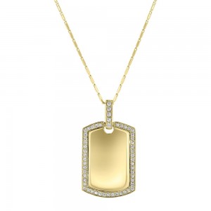 14K Yellow Gold 0.33 carat Diamonds Dog Tag Pendant