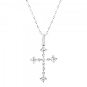 14K White Gold 0.50 carat Diamonds Stylish Cross Pendant