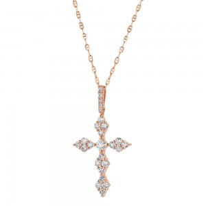 14K Rose Gold 0.60 carat Diamonds Cross Pendant