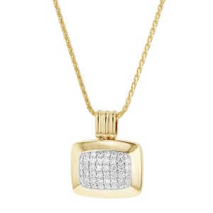 14K Yellow Gold 1.00 carat Pave Diamonds Rectangle Pendant