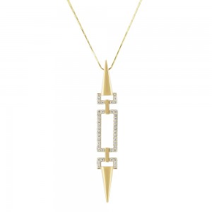 14K Yellow Gold 0.5 carat Diamonds Geometric Drop Necklace