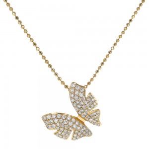 14K Yellow Gold 0.52 carat Diamonds Butterfly Pendant