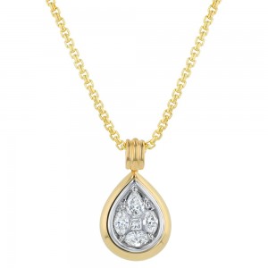 14K Yellow Gold 0.75 carat Fancy Cut Diamonds Pear Shape Necklace