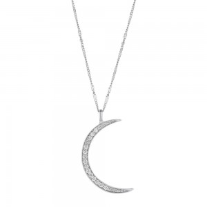 14K White Gold 0.33 carat Diamonds Crescent Moon Pendant