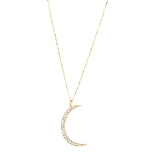 14K Yellow Gold 0.33 carat Diamonds Crescent Moon Pendant