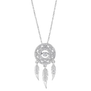 14K White Gold 0.50 carat Dancing Diamond Dreamcatcher Necklace