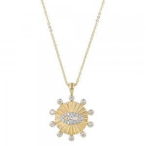 14K Yellow Gold 0.40 carat Diamonds EVIL EYE Necklace