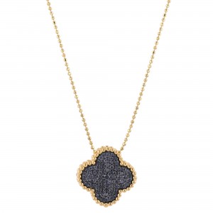 14K Yellow Gold 0.50 carat Black Diamonds Clover Pendant