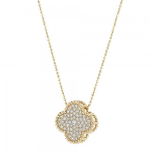 14K Yellow Gold 0.45 carat Diamonds Clover Pendant