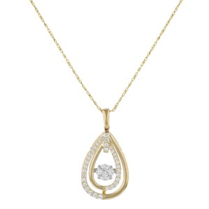 14K Yellow Gold 0.75 carat Fusion Dancing Diamonds Pear Shape Necklace