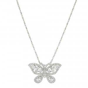 14K White Gold 0.70 carat Diamonds Butterfly Necklace
