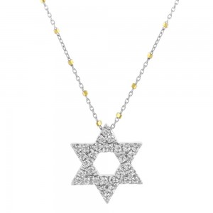 14K White Gold 0.72 carat Diamonds Star of David Pendant