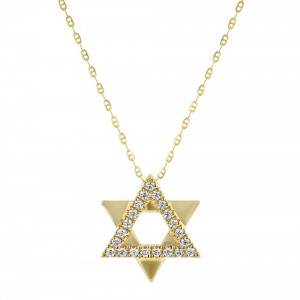14K Yellow Gold 0.33 carat Diamonds Star of David Pendant