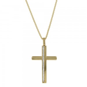 14K Yellow Gold 0.50 carat Diamonds Men Cross Pendant