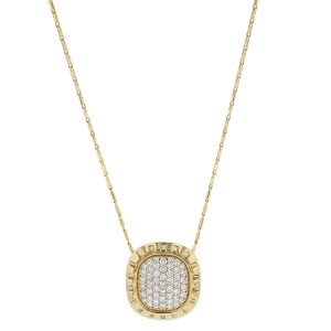 14K Yellow Gold 1.00 carat Pave Diamonds Cushion Pendant