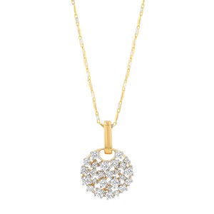 14K Yellow Gold 0.75 carat Diamonds Round Pendant