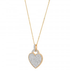 14K Yellow Gold 1.25 carats White Diamonds Heart Shape Pendant