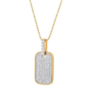 14K Yellow Gold 0.50 carat Diamonds Dog Tag Pendant