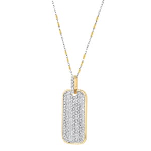 14K Yellow Gold 1.00 carat Diamonds Dog Tag Pendant