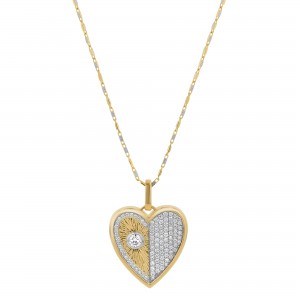 14K Yellow Gold 0.75 carat Pave Diamonds Heart Pendant