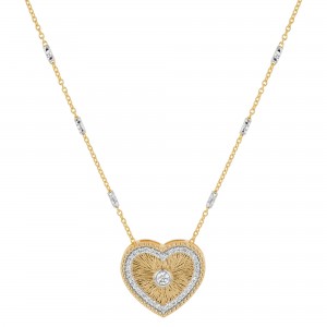 14K Yellow Gold 0.50 carat Diamonds Mesh Heart Pendant