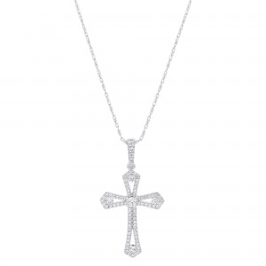 14K White Gold 0.50 carat Diamonds Cross Pendant