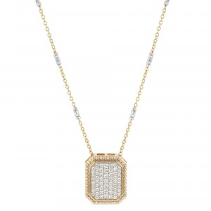 14K Yellow Gold 0.50 carat Diamonds Milgrain Octagon Pendant