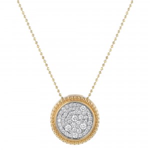 14K Yellow Gold 0.50 carat Diamonds Milgrain Round Pendant