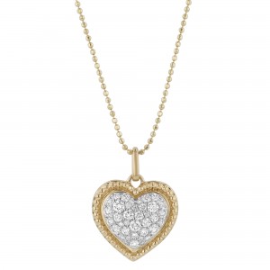 14K Yellow Gold 0.50 carat Diamonds Milgrain Heart Pendant